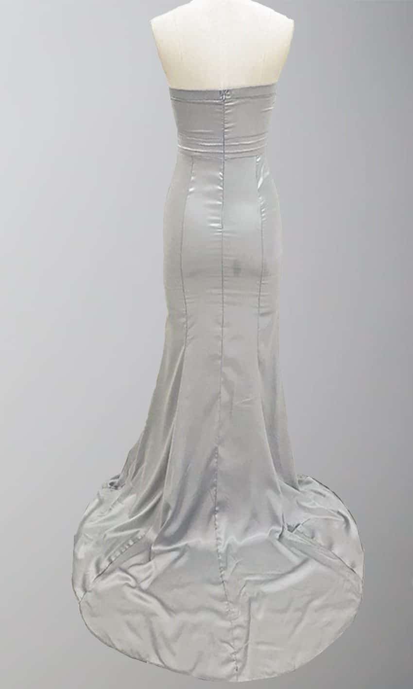 Silver Satin Mermaid Evening Prom Dresses Bridesmaid Dresses with Train P499 - promboutiqueonline