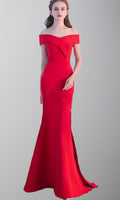 Slash Binding Collar Red Prom Dresses with Side Thigh Slit P500 - promboutiqueonline