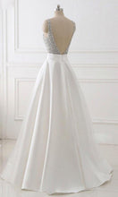 Load image into Gallery viewer, Sequin Long White Prom Dresses with Plunge V-neck P510