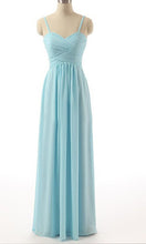 Load image into Gallery viewer, Simple Yet Elegant Blue Jay Spaghetti Straps Long Wedding Bridesmaid Dresses P518