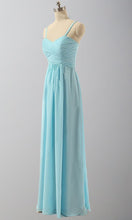 Load image into Gallery viewer, Simple Yet Elegant Blue Jay Spaghetti Straps Long Wedding Bridesmaid Dresses P518