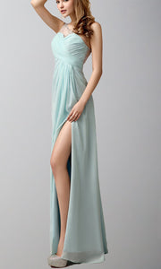 Long Chiffon One Shoulder Sequin Prom Dresses with Thigh Slit P520