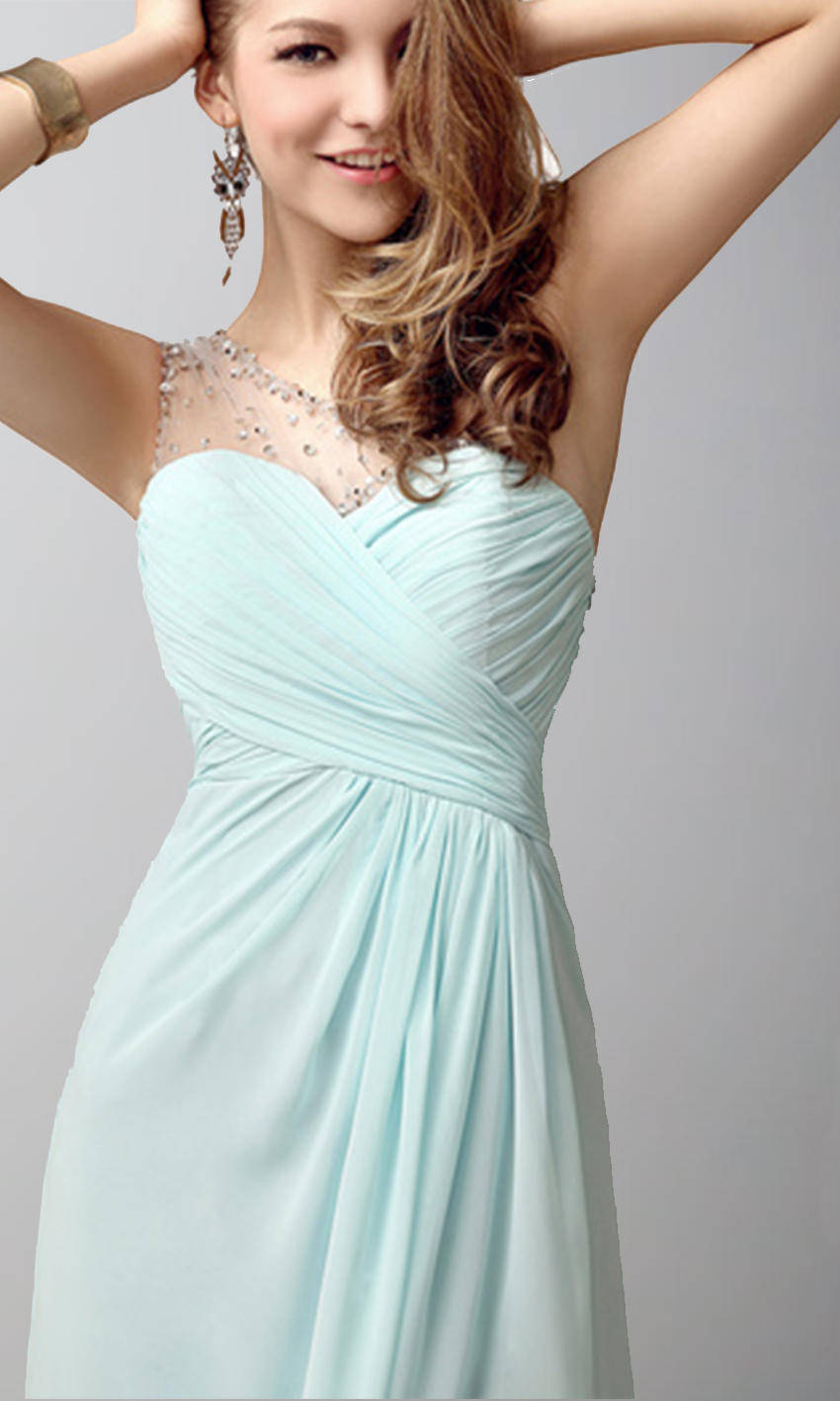 Long Chiffon One Shoulder Sequin Prom Dresses with Thigh Slit P520 - promboutiqueonline