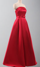 Load image into Gallery viewer, Strapless Straight Neck Long Satin Red Princess Prom Ball Gowns Lace Up Back P522 - promboutiqueonline