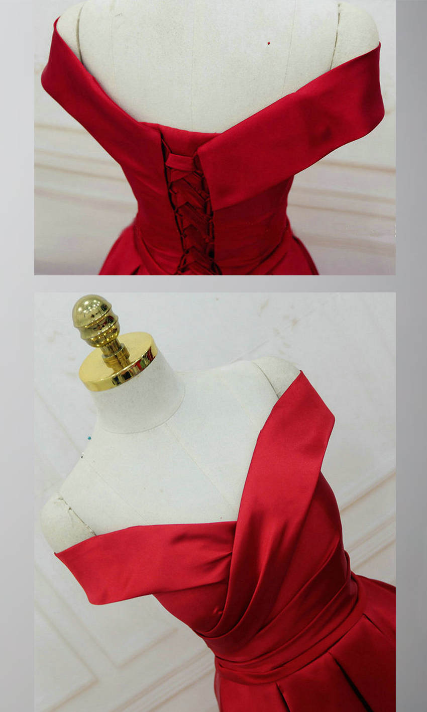 Off Shoulder Cross Revers Neckline Pleated Red Ball Gowns Lace Up Back KSP524 - promboutiqueonline