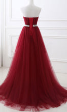 Load image into Gallery viewer, Long Red Strapless Prom Dresses for Girls with Lace Up Back P526