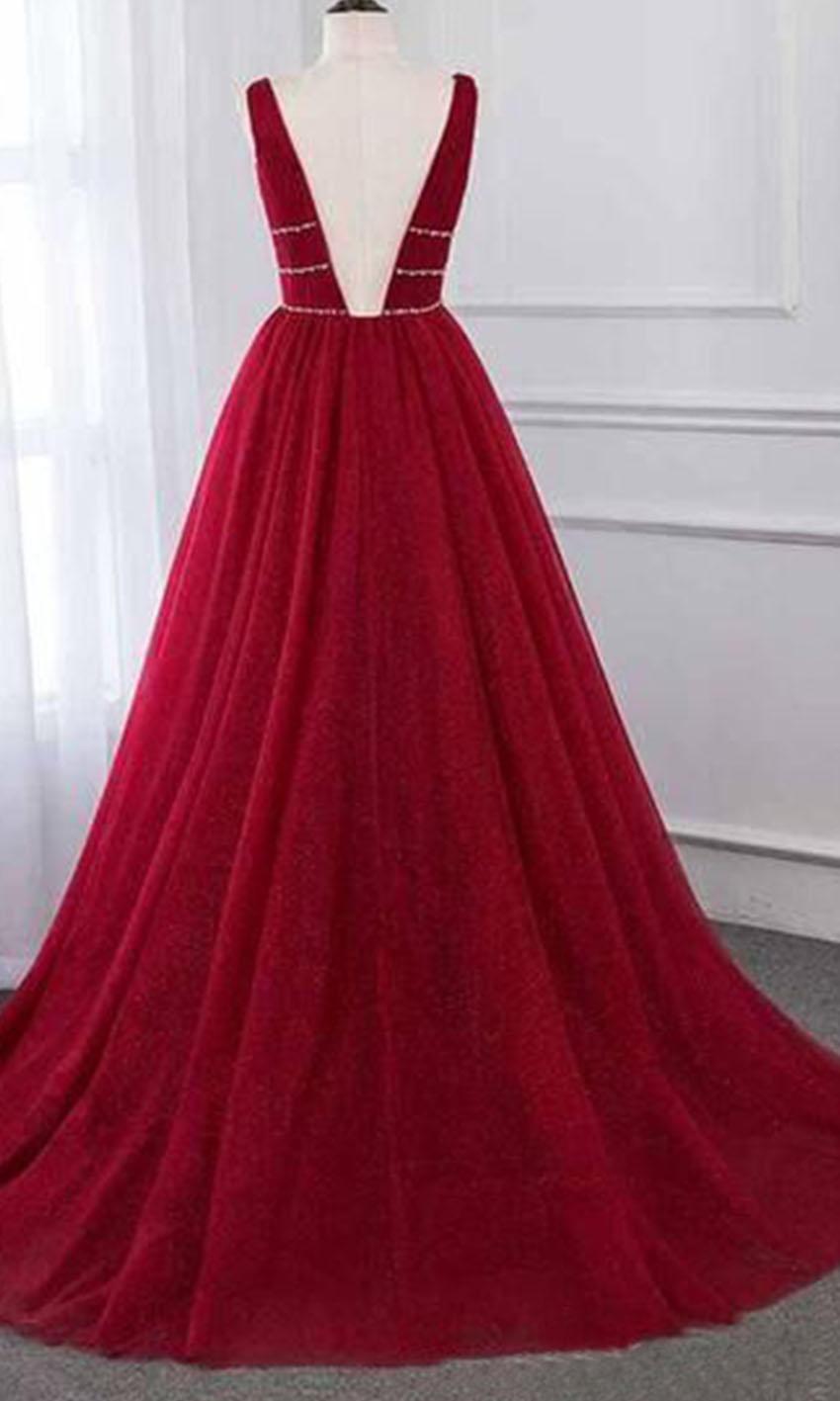 Shimmering Princess Long Red Prom Gown Dress with Tank Straps P532 - promboutiqueonline