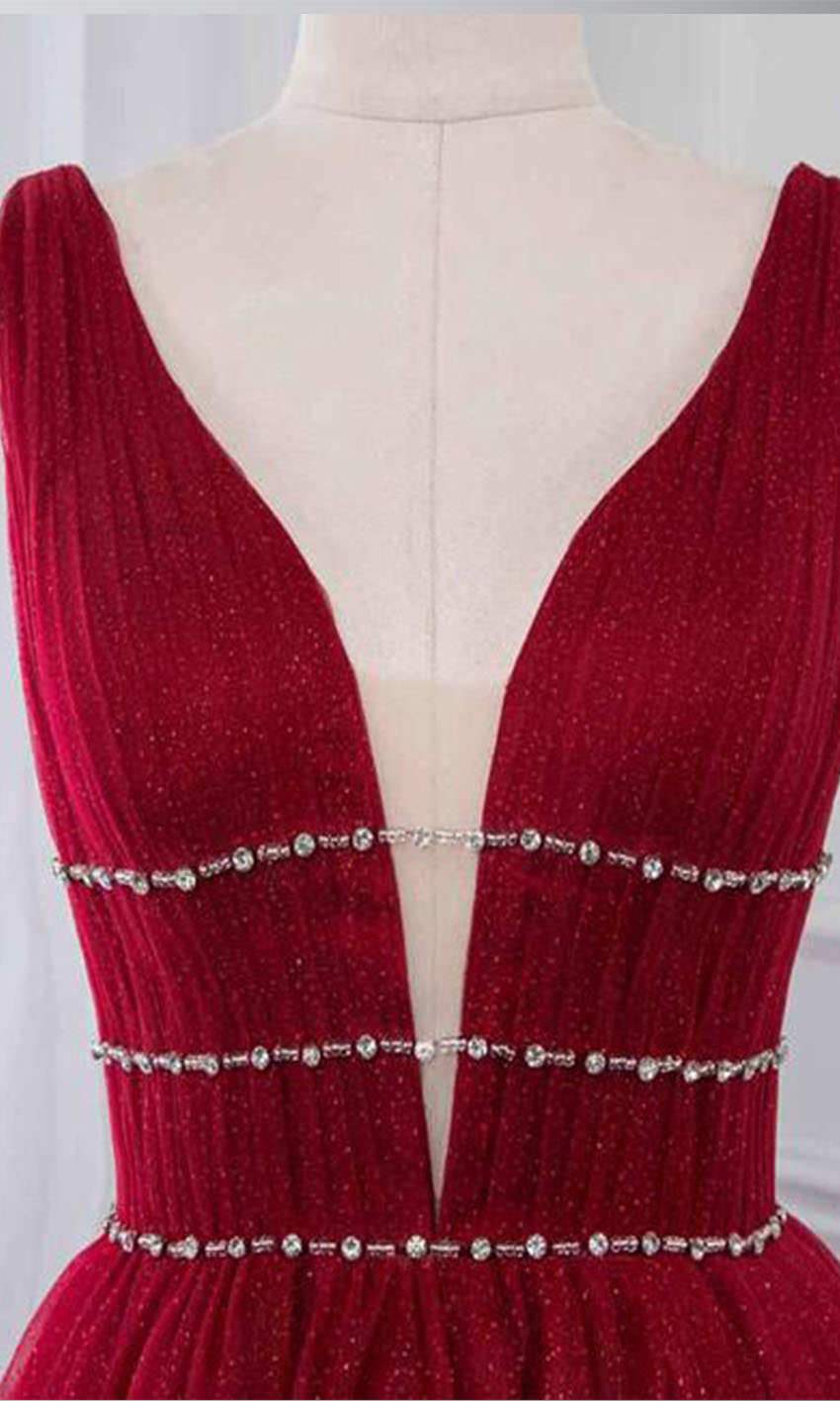 Shimmering Princess Long Red Prom Gown Dress with Tank Straps P532 - promboutiqueonline