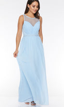 Load image into Gallery viewer, Light Blue Long Prom Dresses with Embellished High Illusion Sweetheart Neck KSP547
