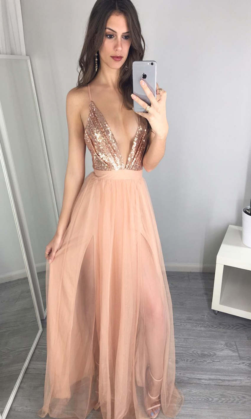 Metallic Long Backless Strappy Prom Dresses With Spaghetti Straps P548 - promboutiqueonline