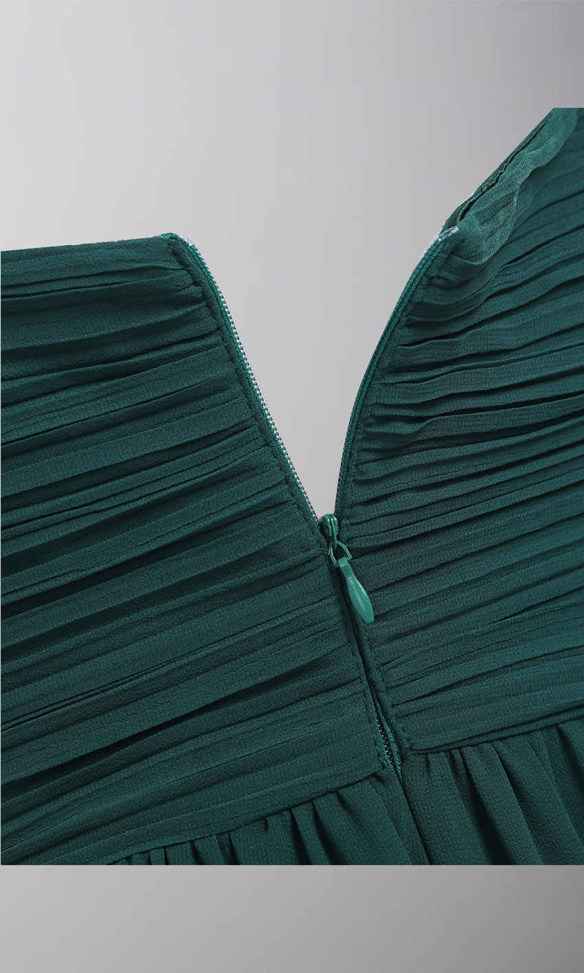 Dark Purple Pleated Chiffon Long Bridesmaid Dresses with Tank Straps P564 - promboutiqueonline