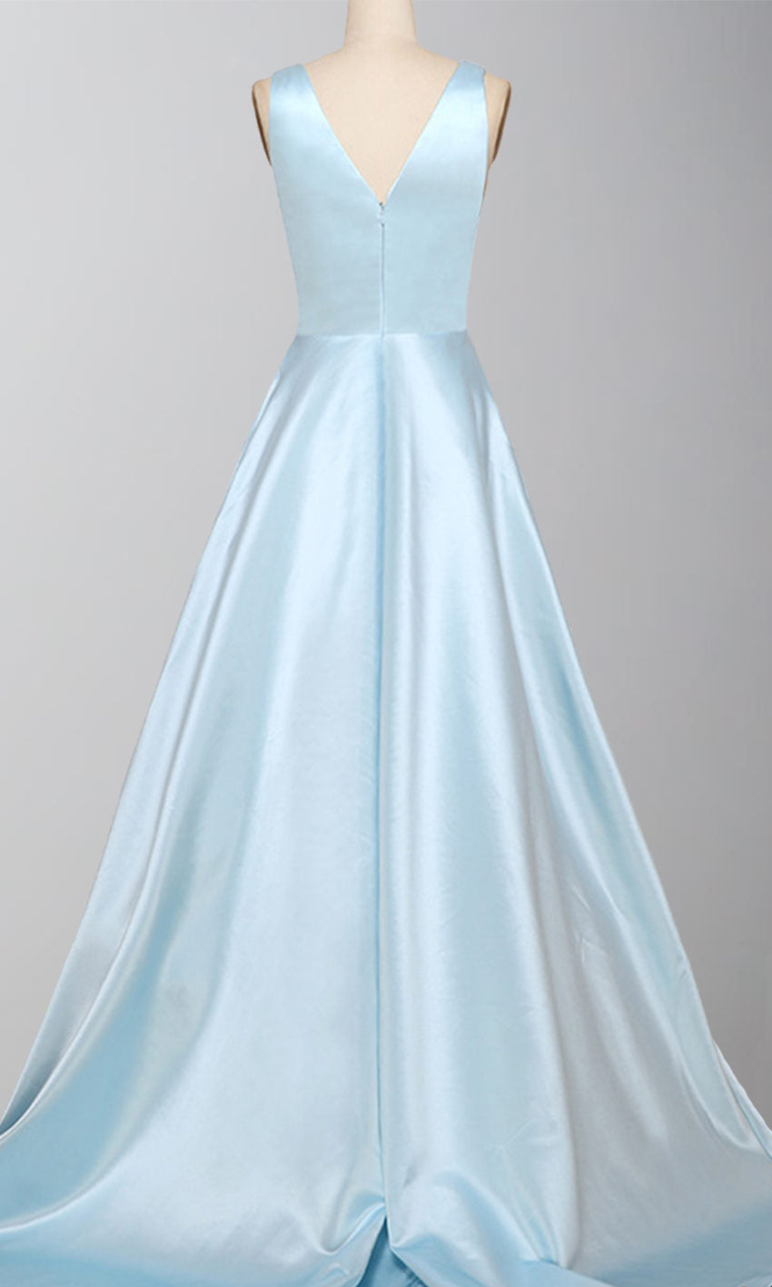 Purple V-neck Princess Prom Dresses with Tank Straps P565 - promboutiqueonline