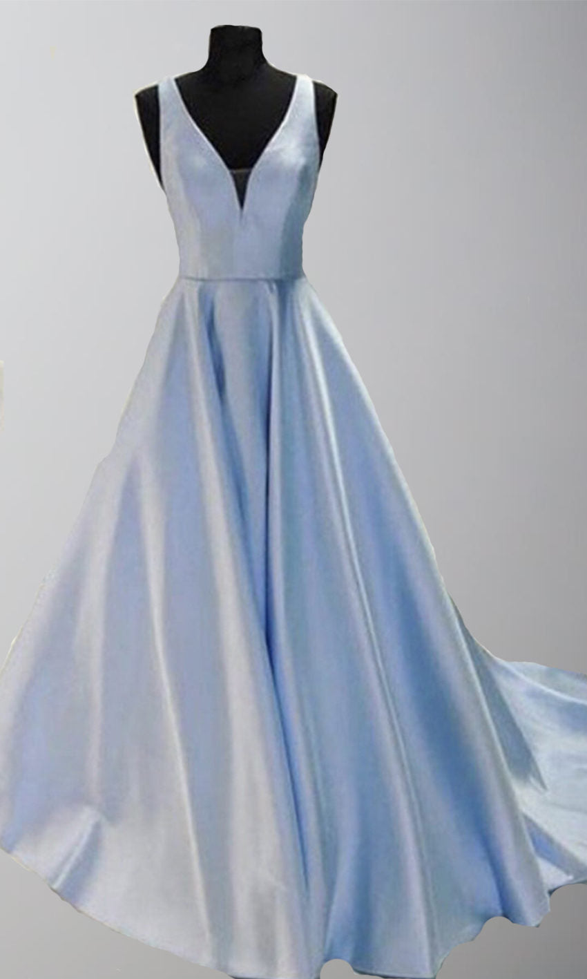Purple V-neck Princess Prom Dresses with Tank Straps P565 - promboutiqueonline
