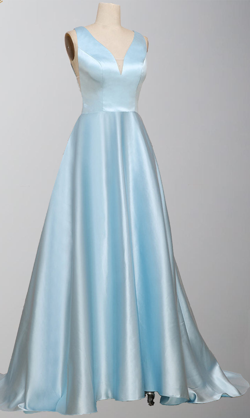 Purple V-neck Princess Prom Dresses with Tank Straps P565 - promboutiqueonline