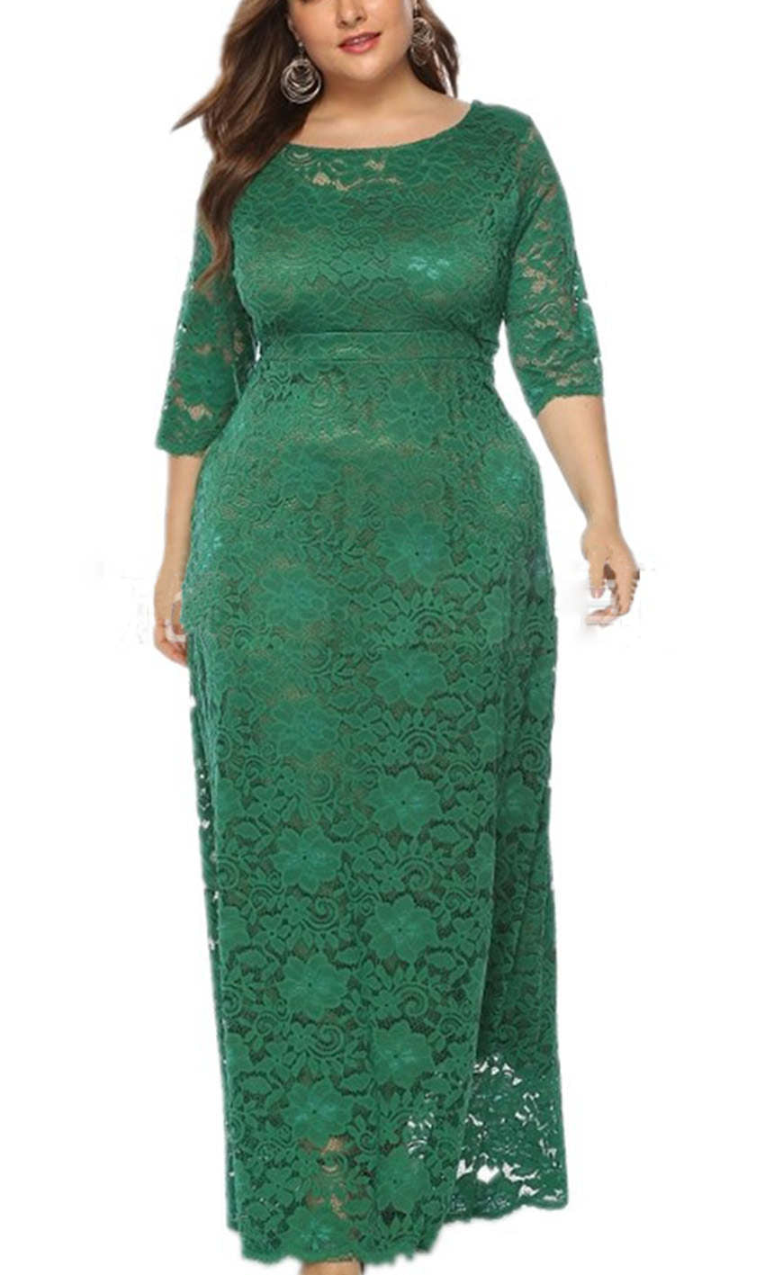 Green Long Sleeves Lace Bridesmaid Dresses with Empire Waist P578 - promboutiqueonline