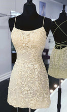 Load image into Gallery viewer, Embellished Short Yellow Cocktail Prom Dresses String Back P581