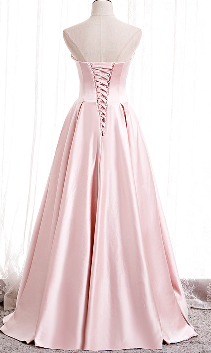 Pink Tulle and Satin Patchwork Strapless Prom Gowns P582 - promboutiqueonline