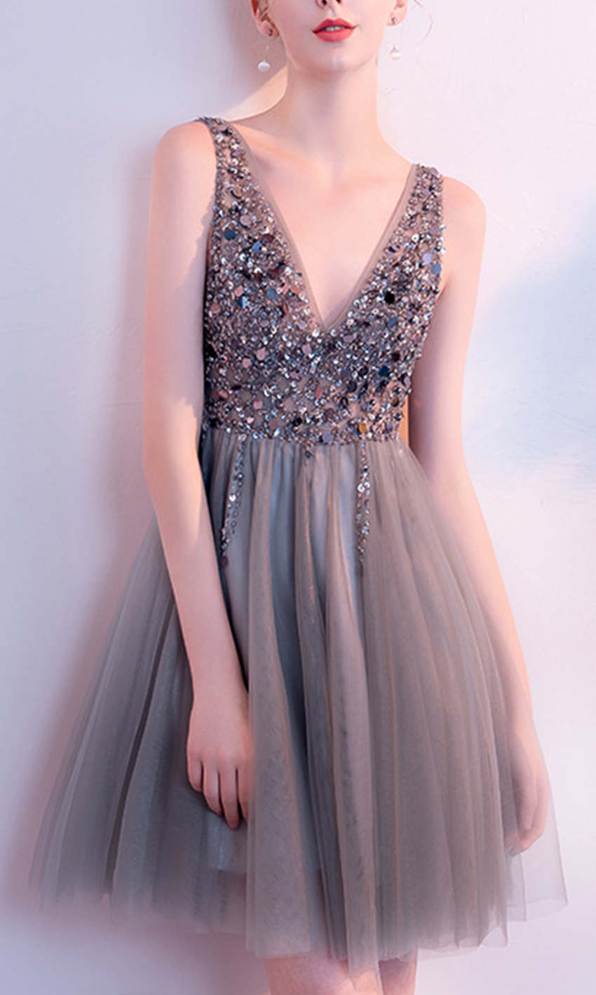 Embellished V-Neck Short Grade Prom Dresses P380 - promboutiqueonline