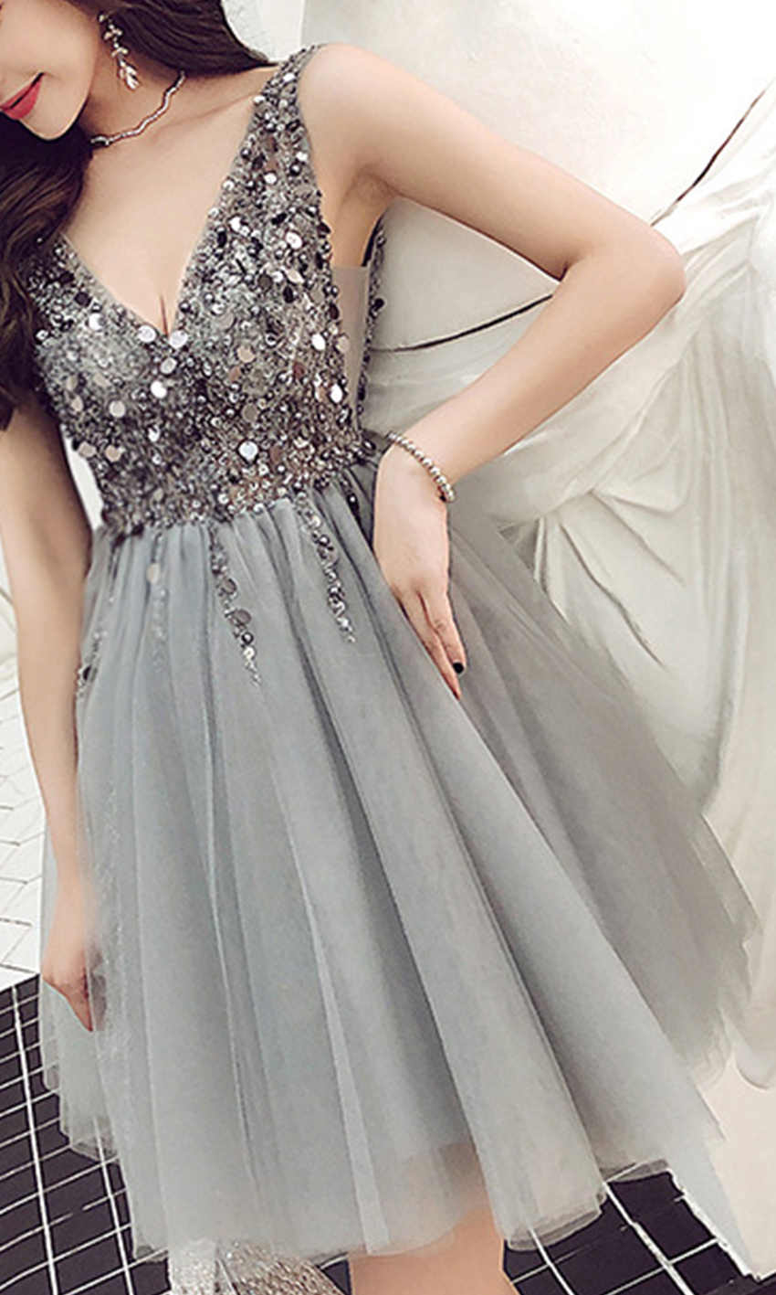 Embellished V-Neck Short Grade Prom Dresses P380 - promboutiqueonline