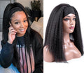 Afro Style Glueless Synthetic Headband Wigs Yaki Kinky Straight For Black Women 4color Available - promboutiqueonline