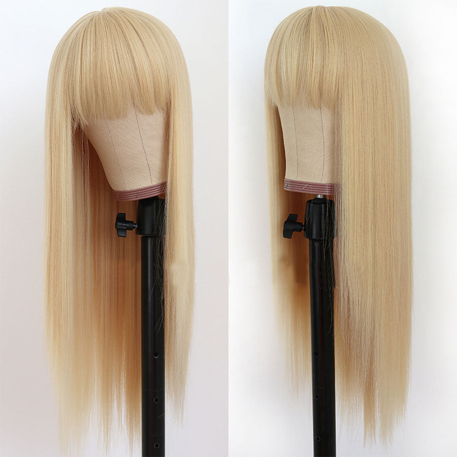 Long Straight Synthetic Hair Wig With Bangs for Women Colored Cheap Natural Look Wigs - promboutiqueonline