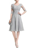 Tea Length Floral Lace Mother of The Bride Dress with Half Sleeves Custom Size - promboutiqueonline
