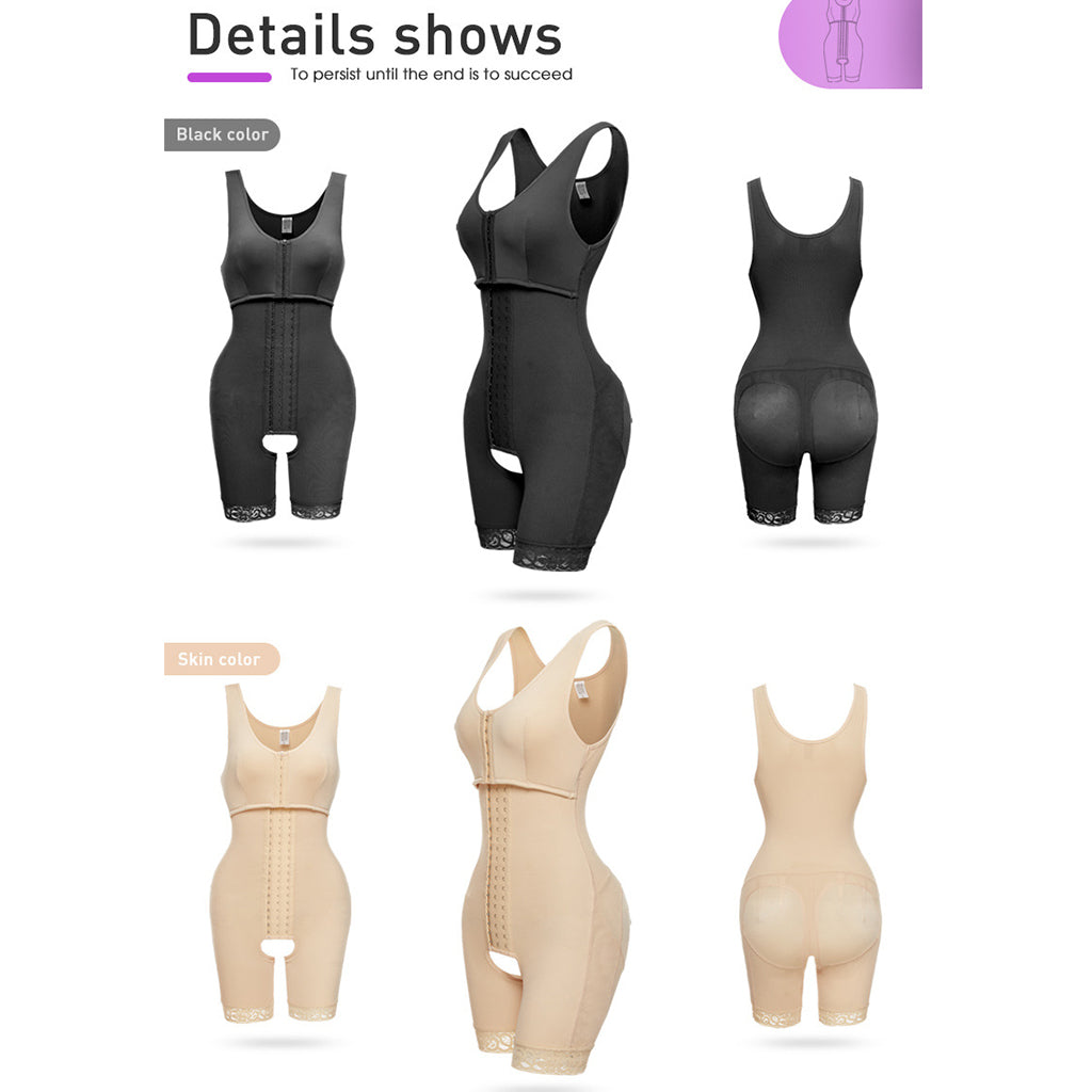 Plus Size Hooked Full-body Bodysuit Shapwear with Lace Trim - promboutiqueonline