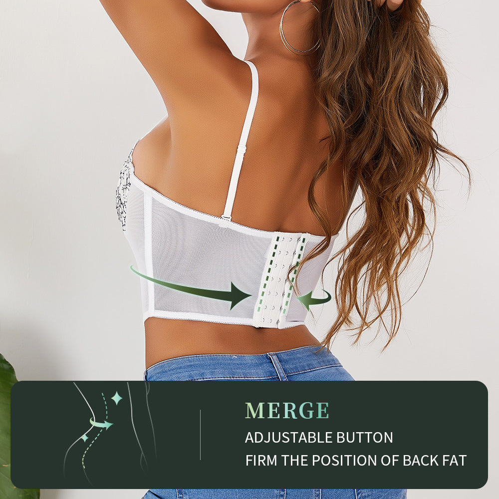 Flower Appliqued Lace Bustier Corset Party Bralet Crop Top - promboutiqueonline