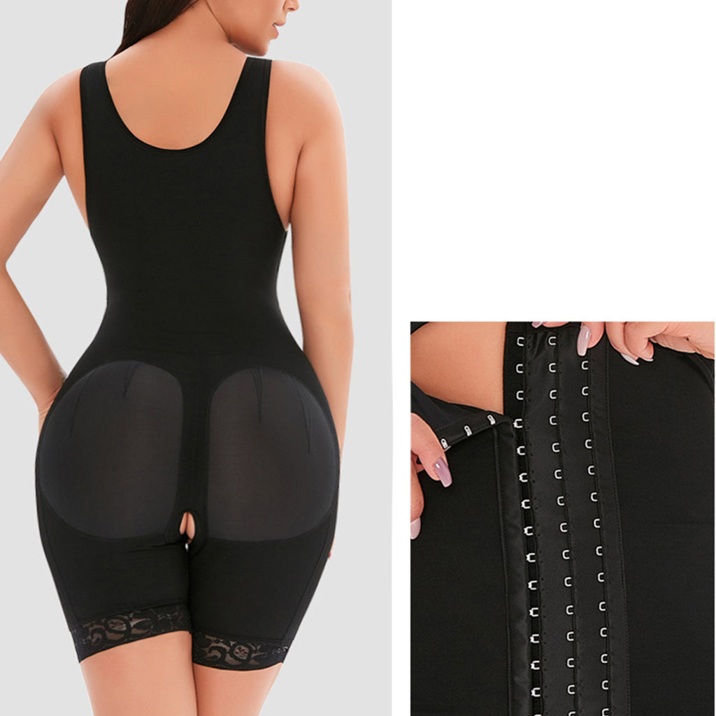 Plus Size Hooked Full-body Bodysuit Shapwear with Lace Trim - promboutiqueonline