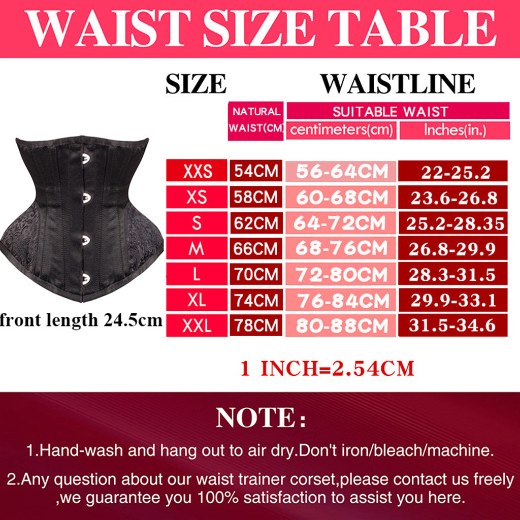 Gothic Waist Trainer Corset Underbust Bustier Waist Cincher Shapewear - promboutiqueonline