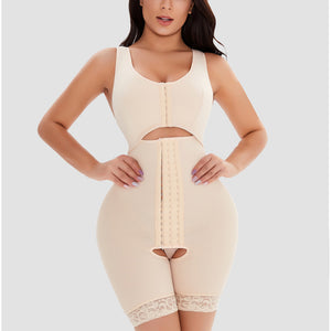 Plus Size Hooked Full-body Bodysuit Shapwear with Lace Trim