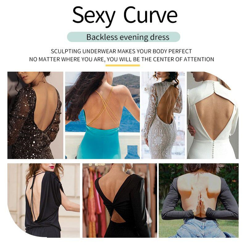 Low Plunging Bodysuit Shapewear with Big U Open Back Womens Bust Lifter Body Shaper - promboutiqueonline