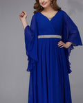 Royal Blue Chiffon Mother of the Bride Dresses with Angel Sleeves - promboutiqueonline