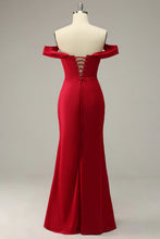 Load image into Gallery viewer, Convertible Red Bustier Mermaid Prom Dresses Strappy Tie Up Back