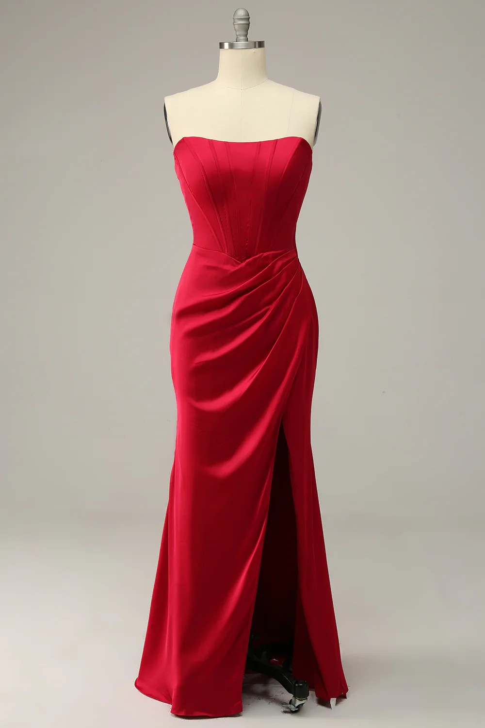 Convertible Red Bustier Mermaid Prom Dresses Strappy Tie Up Back - promboutiqueonline
