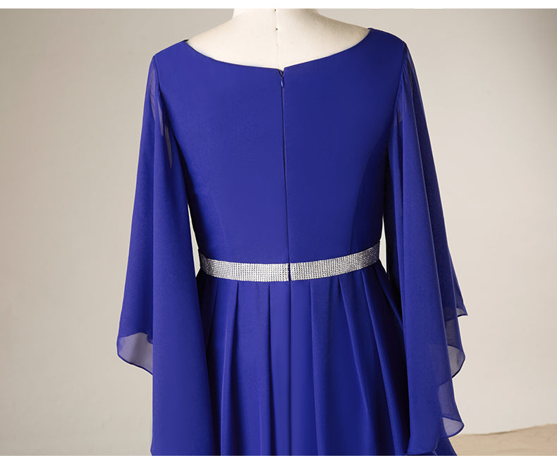 Royal Blue Chiffon Mother of the Bride Dresses with Angel Sleeves - promboutiqueonline