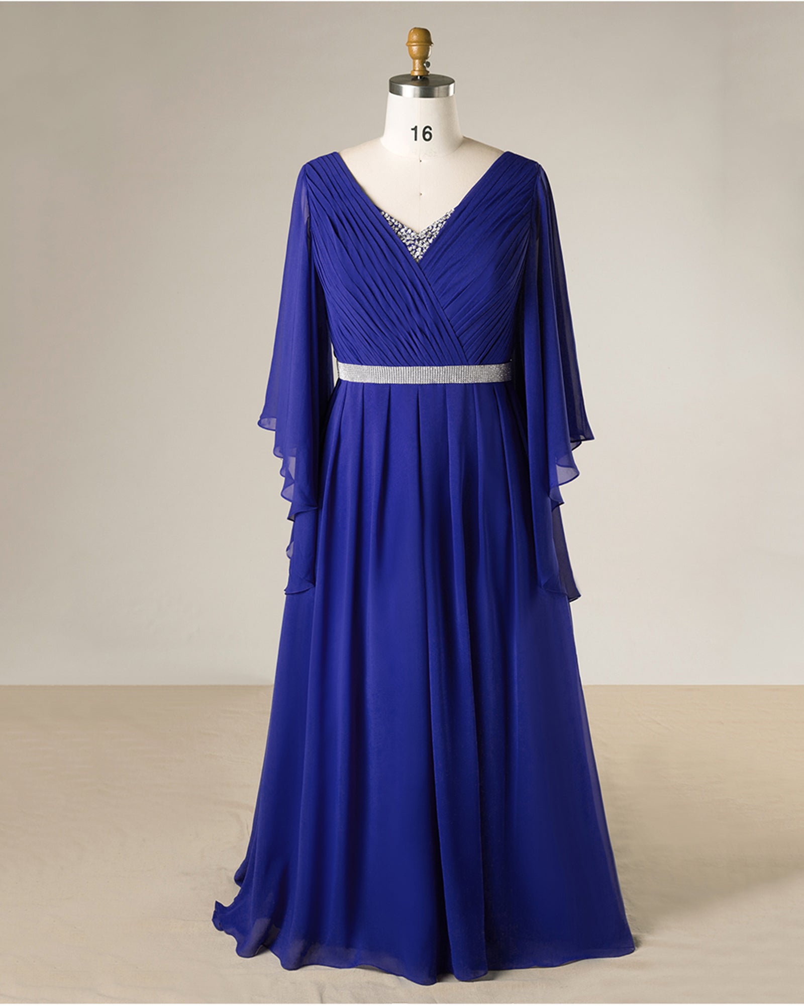Royal Blue Chiffon Mother of the Bride Dresses with Angel Sleeves - promboutiqueonline