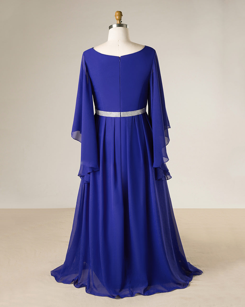 Royal Blue Chiffon Mother of the Bride Dresses with Angel Sleeves - promboutiqueonline