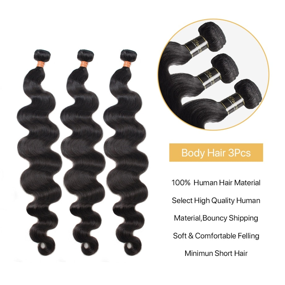 Black Body Wave bundles Black Women Hair Extensions Human Hair Weave Hair Piece for Girls - promboutiqueonline