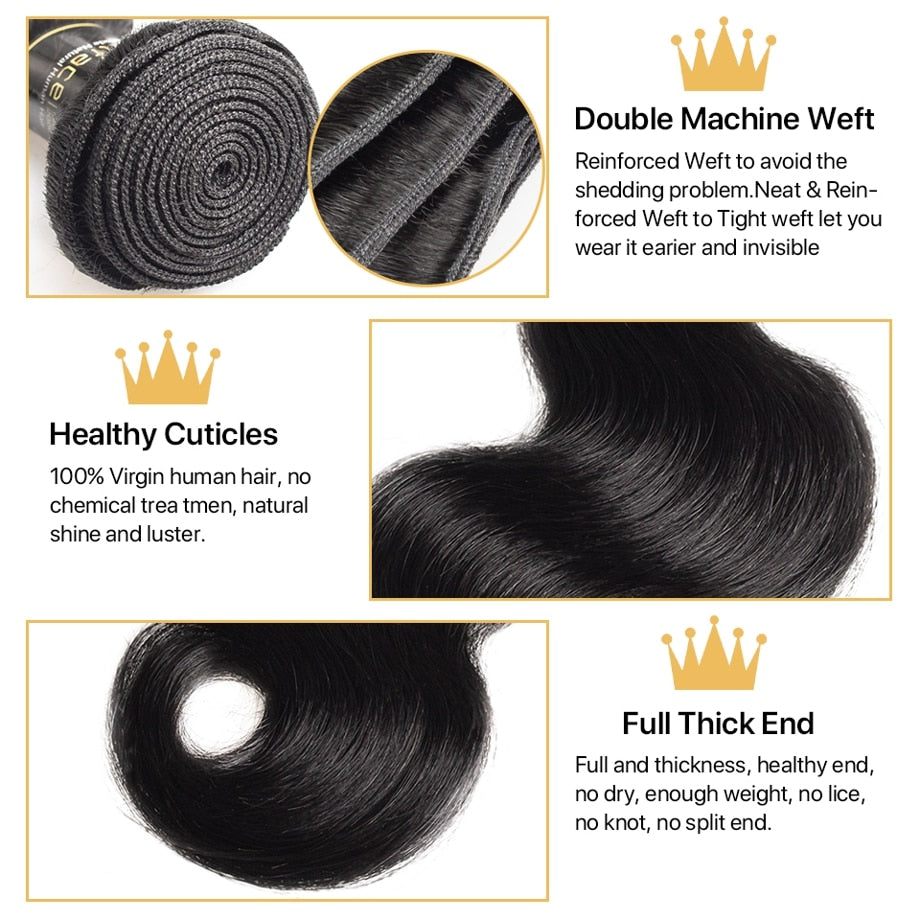 Black Body Wave bundles Black Women Hair Extensions Human Hair Weave Hair Piece for Girls - promboutiqueonline