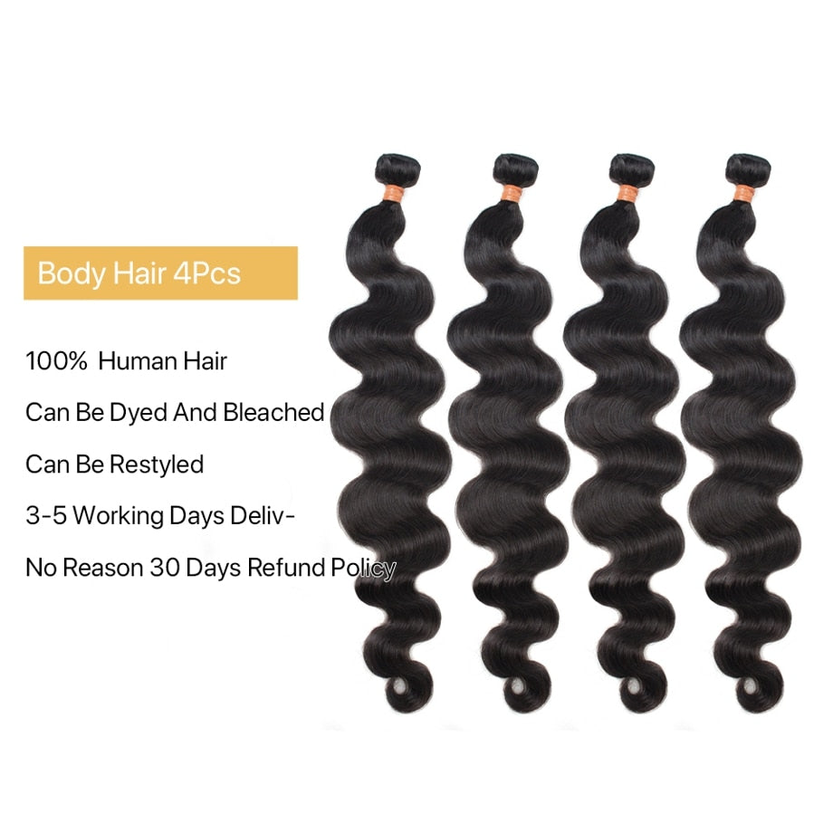 Black Body Wave bundles Black Women Hair Extensions Human Hair Weave Hair Piece for Girls - promboutiqueonline