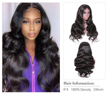 Load image into Gallery viewer, Long Body Wave Wigs 4x4 Inch Closure Wig Density 180% And 150% Natural Lace Wig With Pre-Plucked Natural Hairline - promboutiqueonline