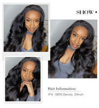 Load image into Gallery viewer, Long Body Wave Wigs 4x4 Inch Closure Wig Density 180% And 150% Natural Lace Wig With Pre-Plucked Natural Hairline - promboutiqueonline
