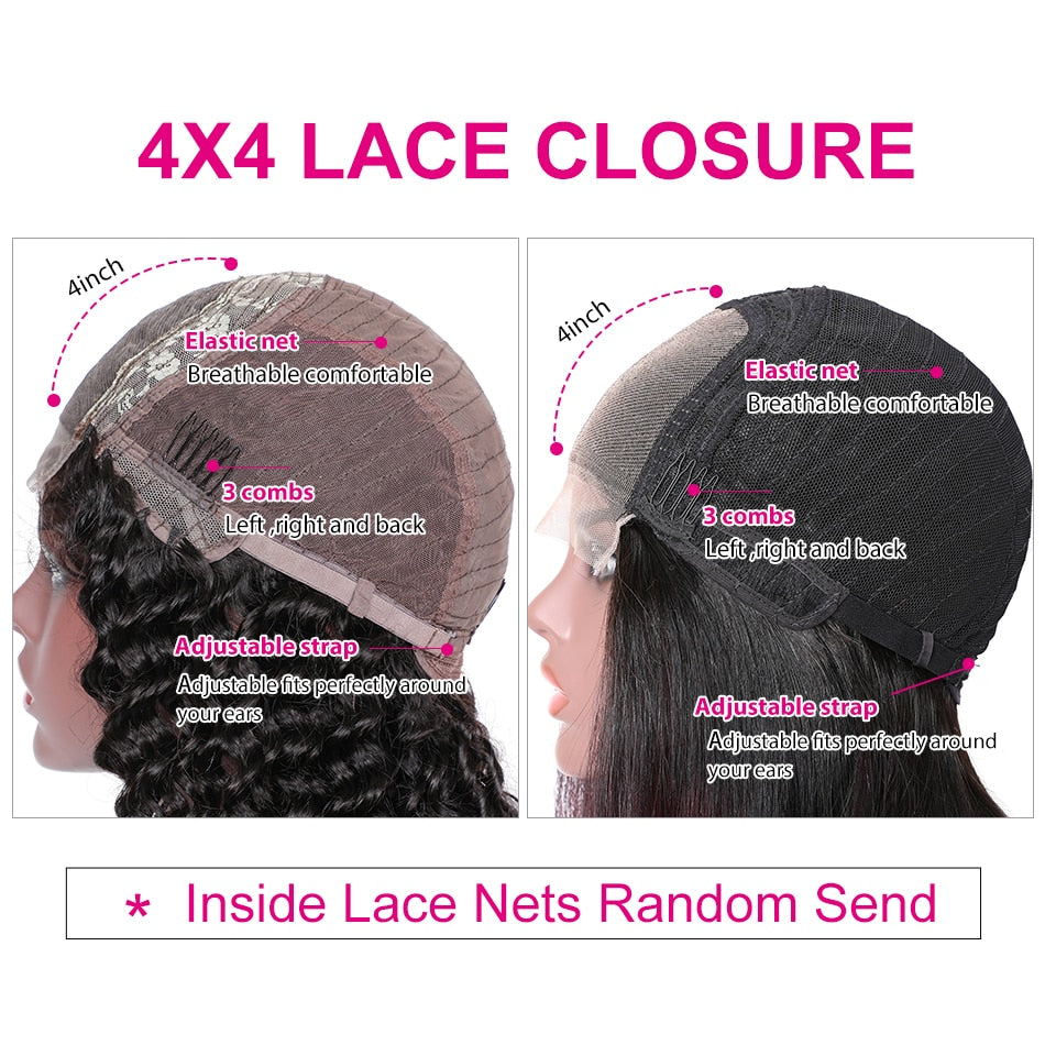 Long Body Wave Wigs 4x4 Inch Closure Wig Density 180% And 150% Natural Lace Wig With Pre-Plucked Natural Hairline - promboutiqueonline