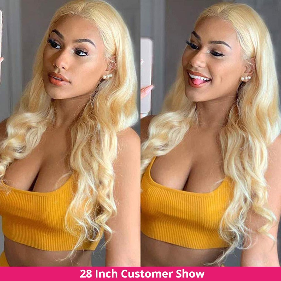 Blonde Body Wave Lace Front Wig Human Hair 30 inch Lace Wig HD Transparent Lace Frontal Wigs For Black Women - promboutiqueonline