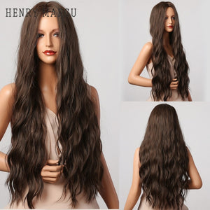 Purple Long Body Wave Synthetic Wigs for Women Cosplay Lolita Wigs High Temperature Fiber Hair