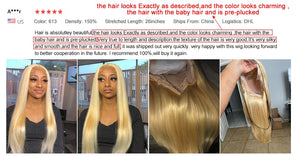 Blonde Lace Front Human Hair Wigs For Women Transparent Lace Frontal Long Straight Human Hair Wig with Baby Hair