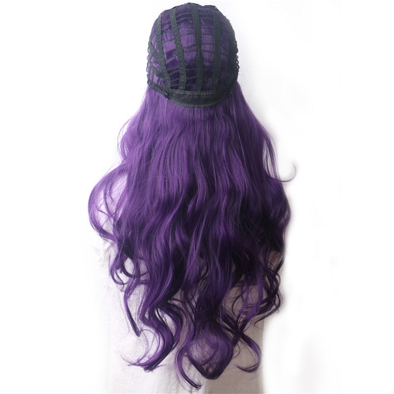 Purple Long Wavy Synthetic Hair Wig Hair Colored Cosplay Wigs For Women - promboutiqueonline