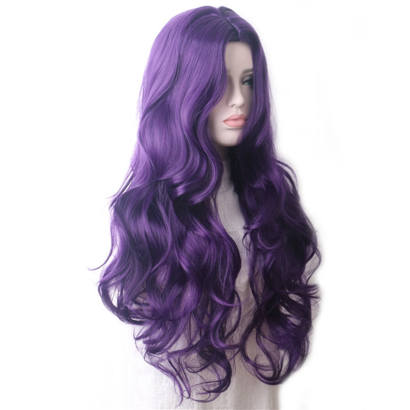 Purple Long Wavy Synthetic Hair Wig Hair Colored Cosplay Wigs For Women - promboutiqueonline