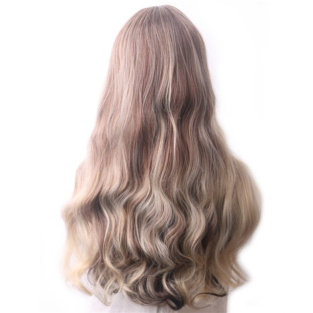 Purple Long Wavy Synthetic Hair Wig Hair Colored Cosplay Wigs For Women - promboutiqueonline